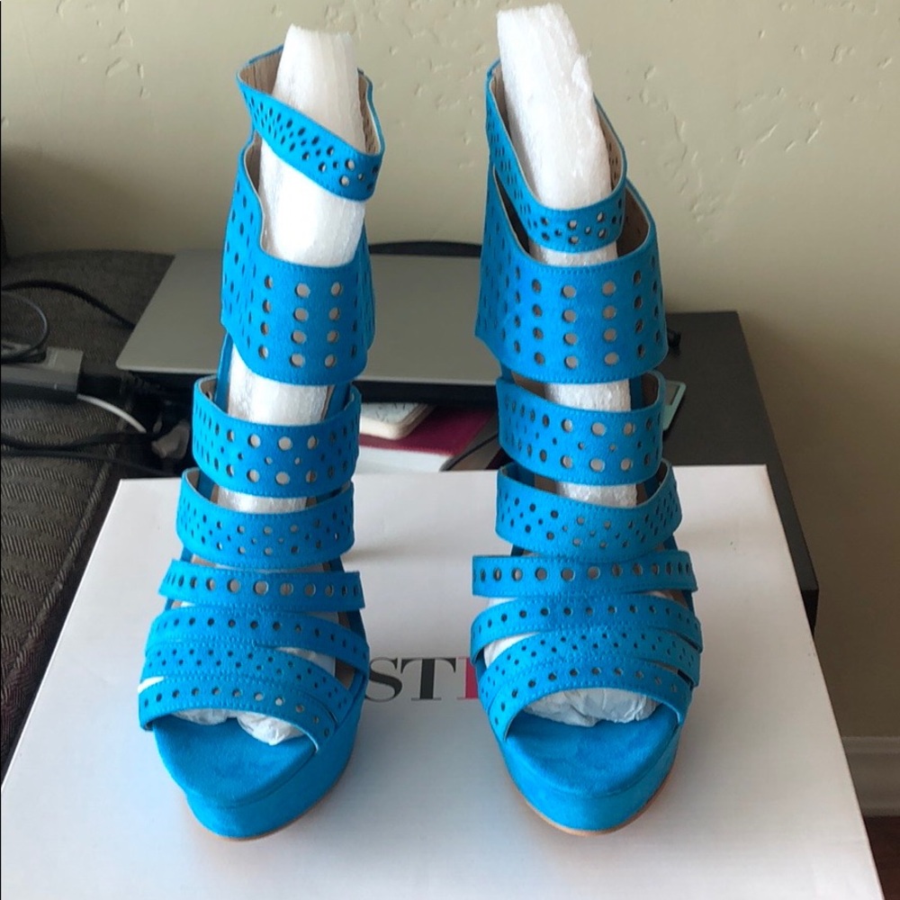 Blue Strappy Stiletto Heels Traylene JustFab